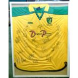 *NORWICH CITY FC SHIRT 2002 Centenary, signed by 22 members of the squad, framed and glazed