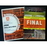 ARSENAL V LIVERPOOL 1971 FA Cup Final programme + Arsenal v Sporting Club de Portugal 1969