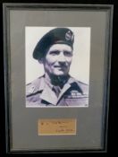 *FIELD MARSHAL BERNARD LAW MONTGOMERY, 1ST VISCOUNT MONTGOMERY OF ALAMEIN, a framed and glazed