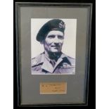 *FIELD MARSHAL BERNARD LAW MONTGOMERY, 1ST VISCOUNT MONTGOMERY OF ALAMEIN, a framed and glazed