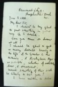 *WALTER CRANE (1845-1915) autograph letter signed to an unknown recipient, 2 pages dated June 3