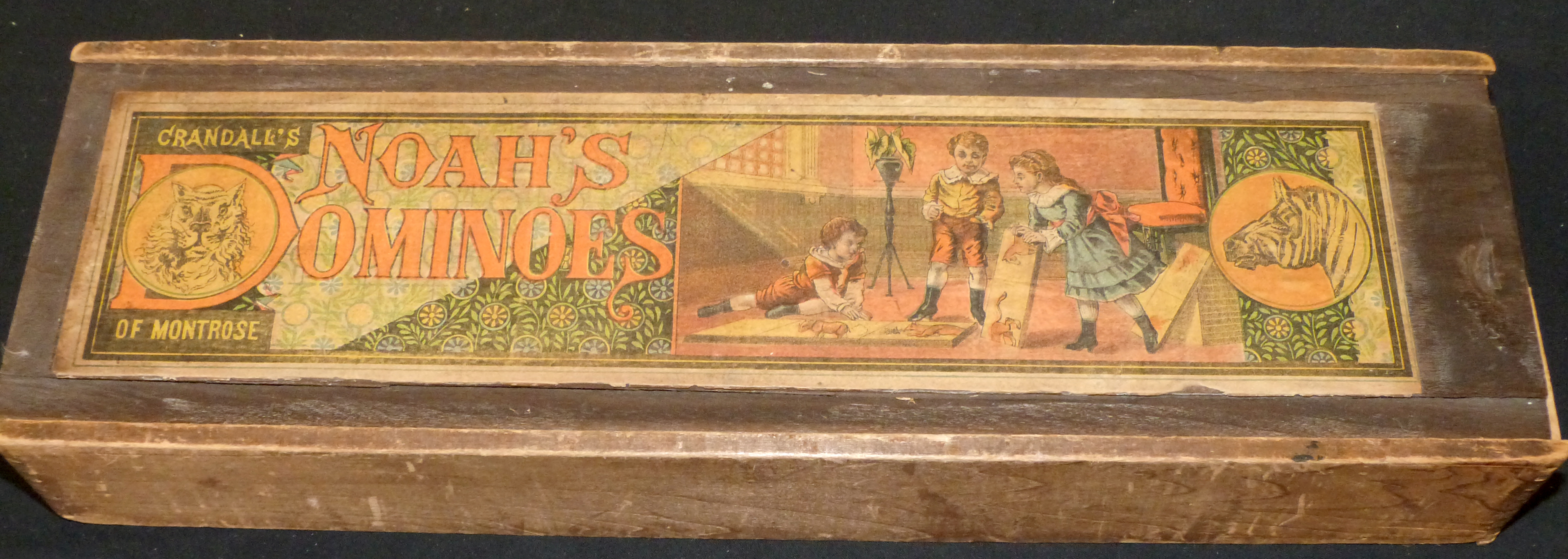 *Crandall's of Montrose (Pennsylvania) set of vintage "Noah's Dominoes", 28 coloured litho wooden - Image 2 of 2