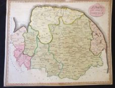 SAMUEL JOHN NEELE: MAP OF THE SOIL OF NORFOLK, engraved hand coloured map [1804], top edge