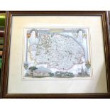 *THOMAS MOULE: NORFOLK, engraved hand coloured map circa 1850, approx 200 x 260mm, framed and glazed