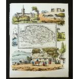 REV SAMUEL CLARK "REUBEN RAMBLE": NORFOLK, small litho map [1845] bordered with hand coloured
