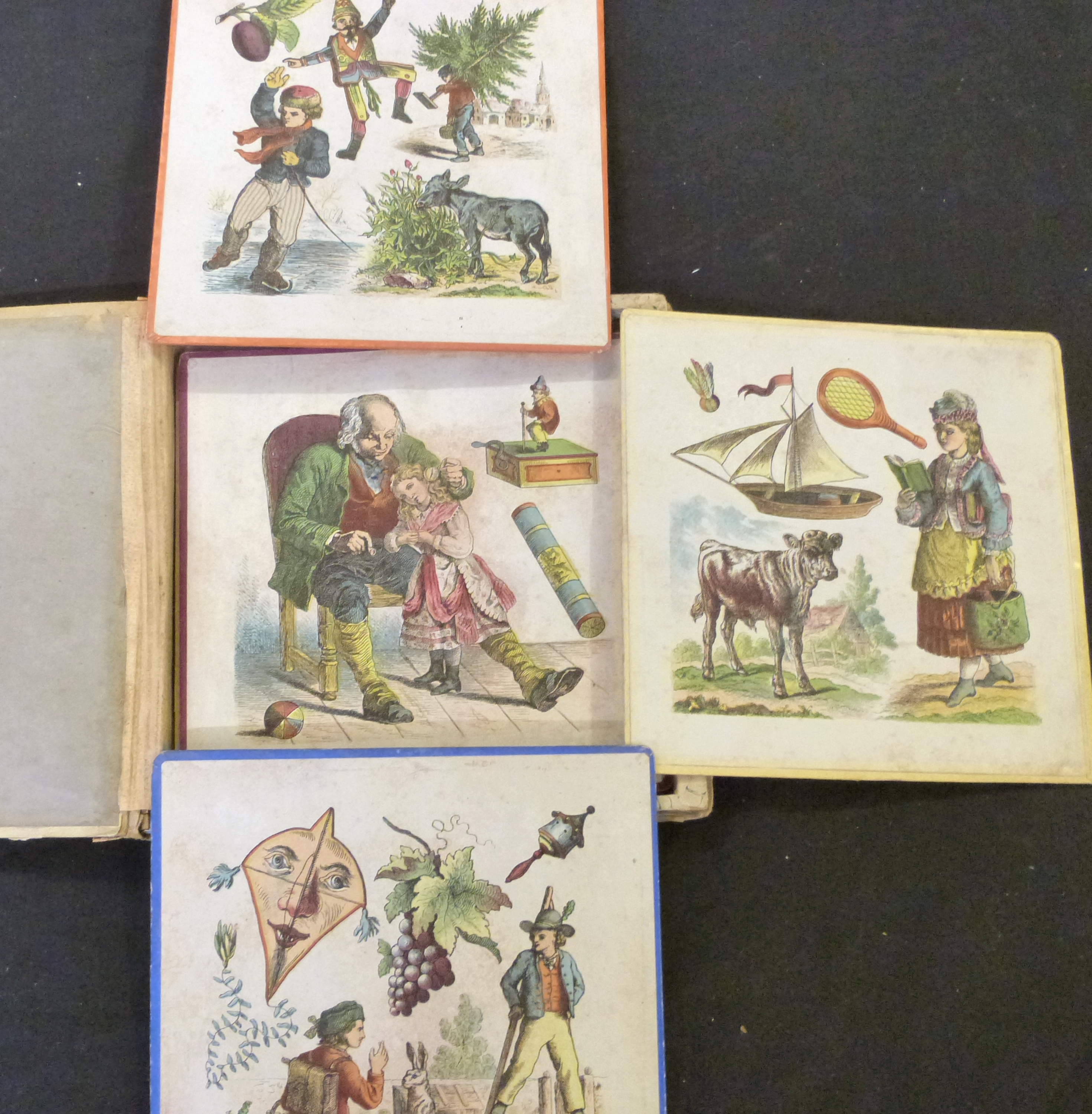 *BILDER TAFELN, set of 6 German picture boards, circa 1880, hand coloured litho ills on both sides, - Image 3 of 4