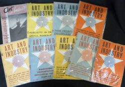 ART AND INDUSTRY, 9 issues, April-October 1937, March 1948, April 1937 issue includes "The Work of