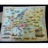 *W SPOONER (PUB): THE TRAVELLERS OR A TOUR THROUGH EUROPE, 1842, hand coloured litho map board