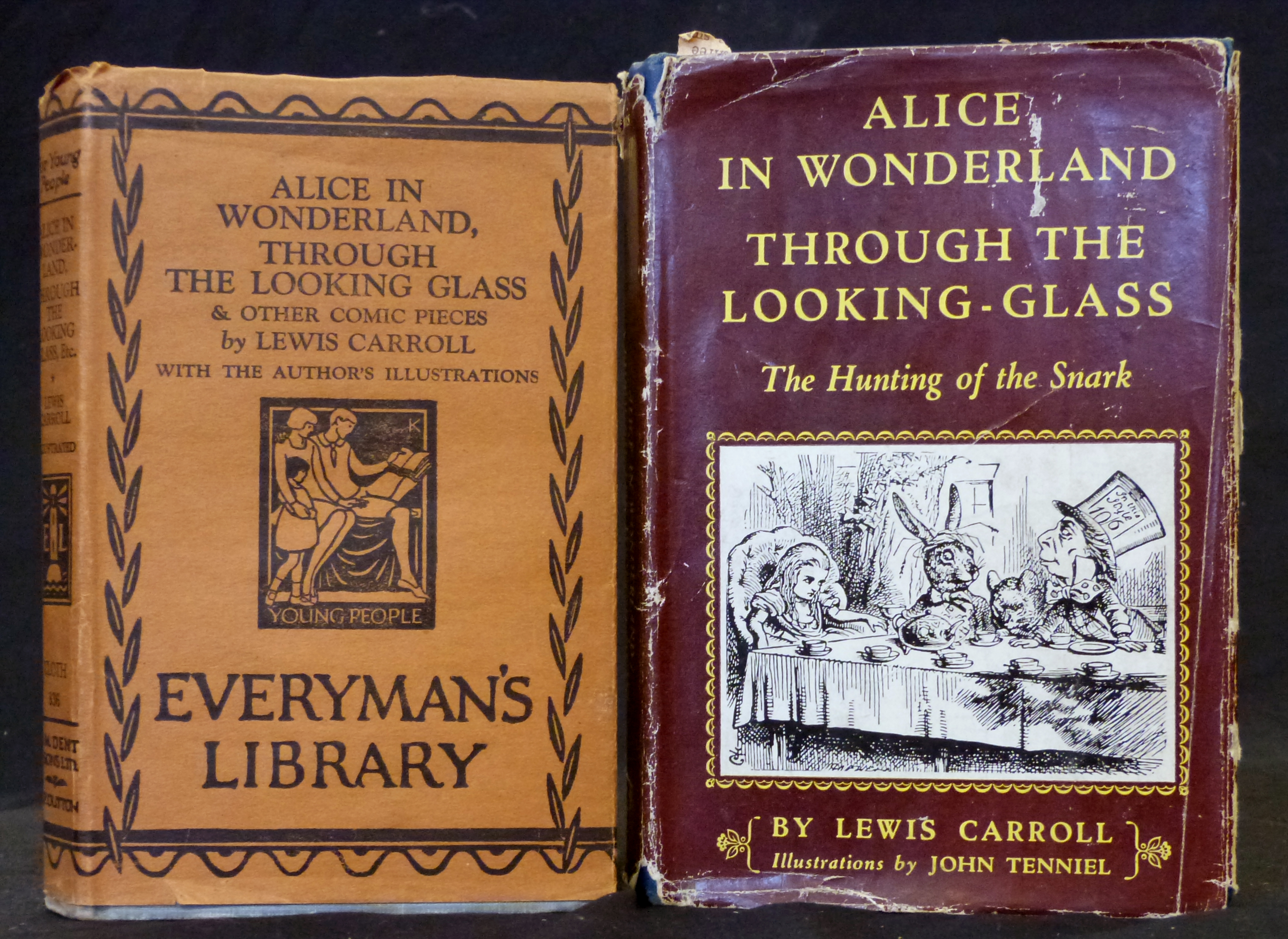 REV CHARLES LUTWIDGE DODGSON "LEWIS CARROLL": 2 titles: ALICE IN WONDERLAND, THROUGH THE LOOKING