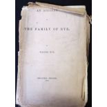 WALTER RYE: AN ACCOUNT OF THE FAMILY OF RYE, London, Mitchell & Hughes, 1876, 1st edition, privately