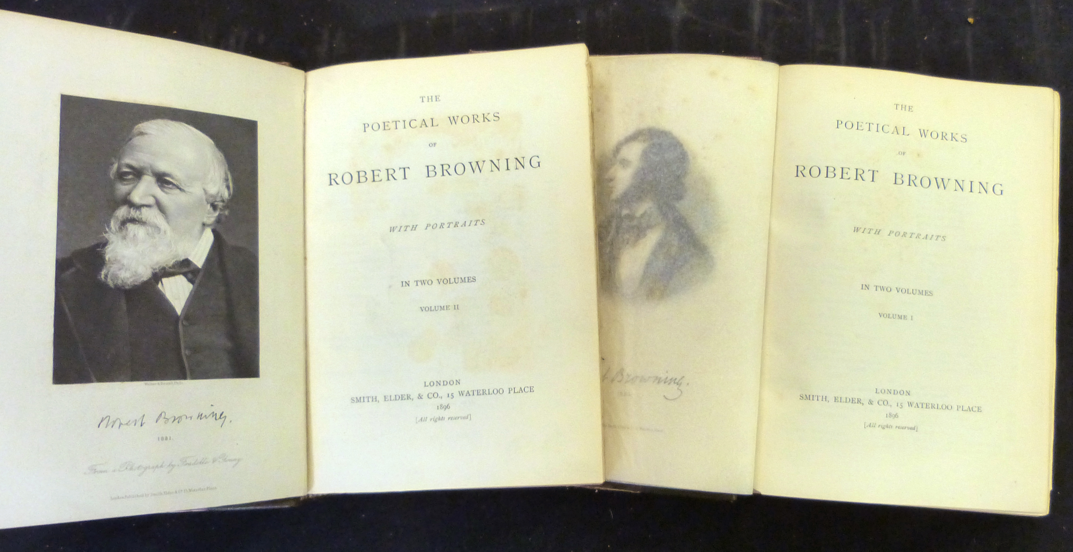 ROBERT BROWNING: THE POETICAL WORKS, London, Smith Elder & Co, 1896, 2 vols, portfrontispieces, - Image 3 of 3