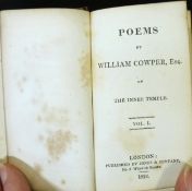 WILLIAM COWPER: POEMS, London, Jones & Co, 1824, vol 1 (of 2) added engraved title portfrontis,