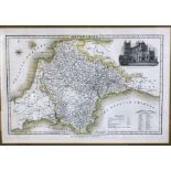 *JAMES PIGOT: DEVONSHIRE, engraved part hand coloured map circa 1844, vignette of Exeter Cathedral,