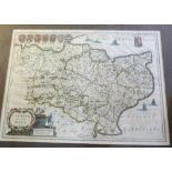 *JOHANNES BLAEU: CANTIUM VERNACULE KENT, engraved hand coloured map circa 1645, approx 380 x 520mm,