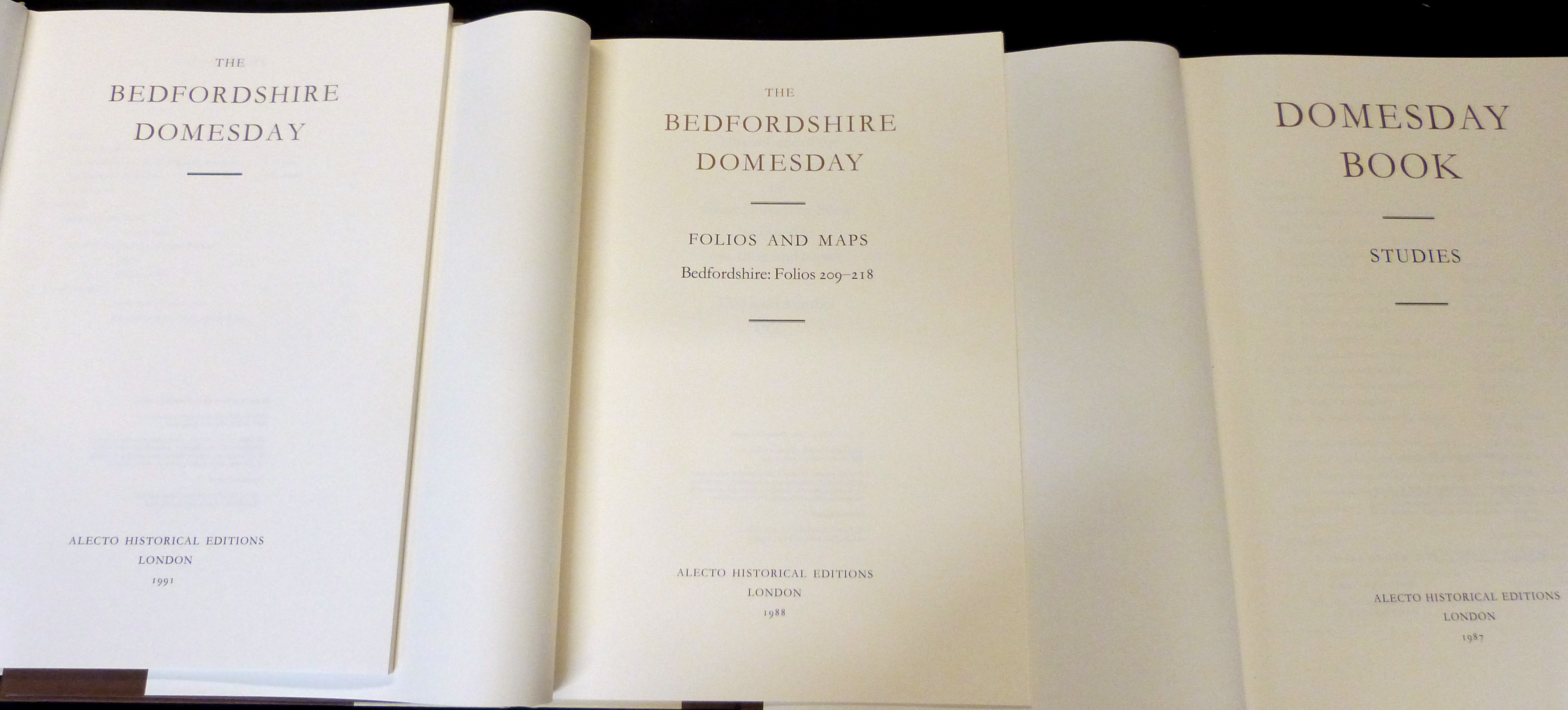 DOMESDAY BOOK STUDIES: THE BEDFORDSHIRE DOMESDAY, London, Electo Editions, 1987, 1988, 1991, 3