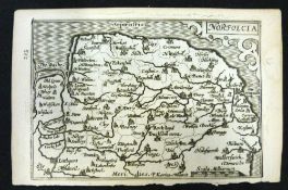 PIETER VAN DEN KEERE: NORFOLCIA, engraved map (miniature speed) [1617], approx 85 x 120mm