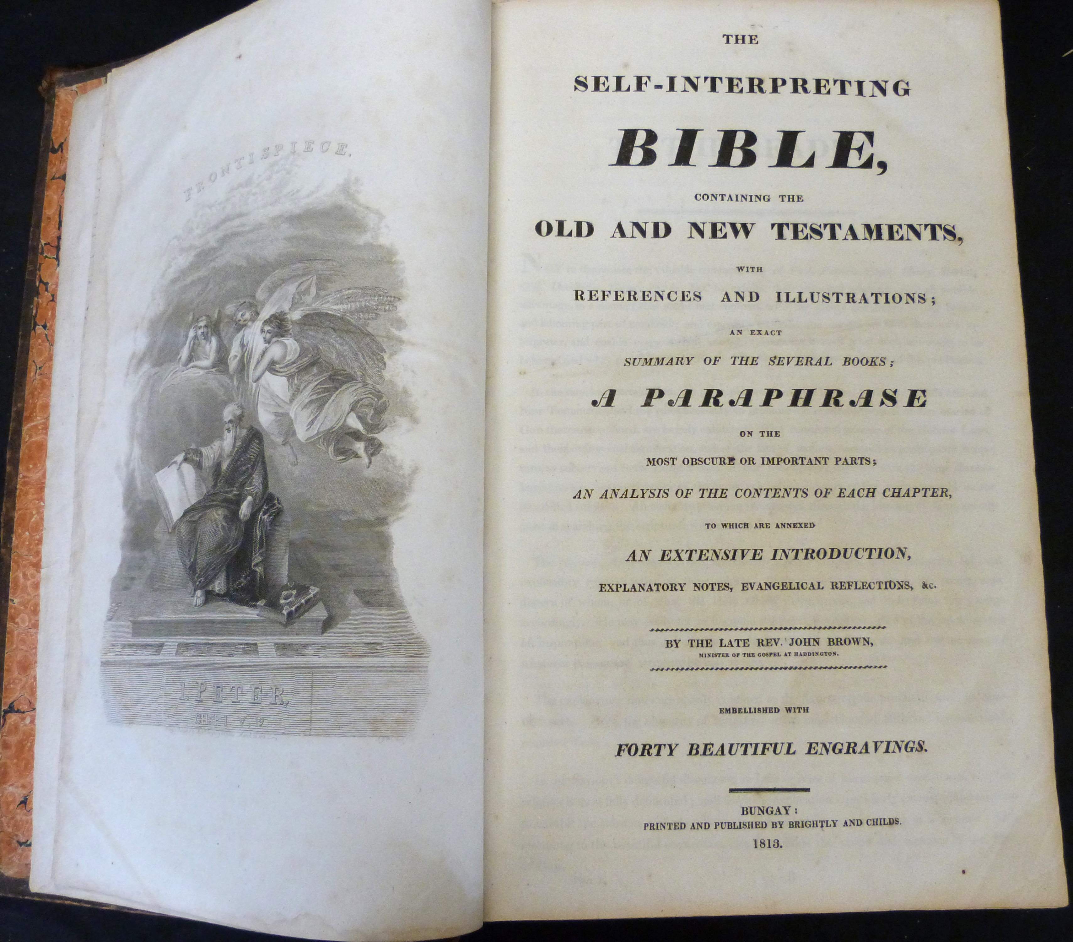 THE SELF-INTERPRETING BIBLE..., ed Rev John Brown, Bungay, Brightley & Childs, 1813, 40 engraved