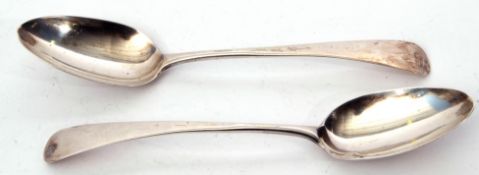 Pair of George III table spoons in Old English pattern, London 1803 by George Smith II & Thomas
