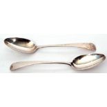 Pair of George III table spoons in Old English pattern, London 1803 by George Smith II & Thomas