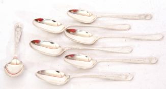 Mixed Lot: four matching Edward VII tea spoons of Old English pattern, reeded and chased design,