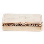 George IV silver snuff box of rectangular form, the lid with a chased design featuring a vacant