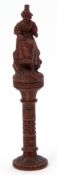 Late 19th/early 20th century Swiss or Austrian carved wood novelty needle holder in the form of a