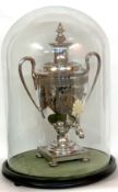 Victorian silver plated ovoid vase shaped samovar/tea urn in the Adams style, features engraved