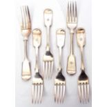 Set of six Victorian plated dessert forks in Fiddle pattern