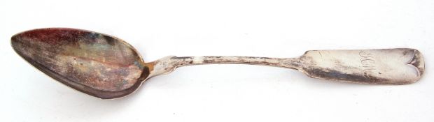Antique table spoon circa 1845, of Fiddle pattern, stamped with an eagle and a "pure coin",