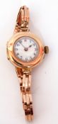 First quarter of 20th century ladies hallmarked 9ct gold cased wrist watch having blued steel