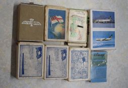 Box of various playing cards issued by Britannia Airways, Aberdeen Commonwealth Cruise Line,