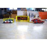 Group of two Corgi models comprising The Monkees mobile, a Porsche Carrera and a Dinky Spectrum