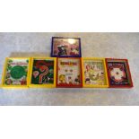 Job lot of six boxed games including Double Six, Golden Rod, Ping u Ringit, Pigs in Clover etc