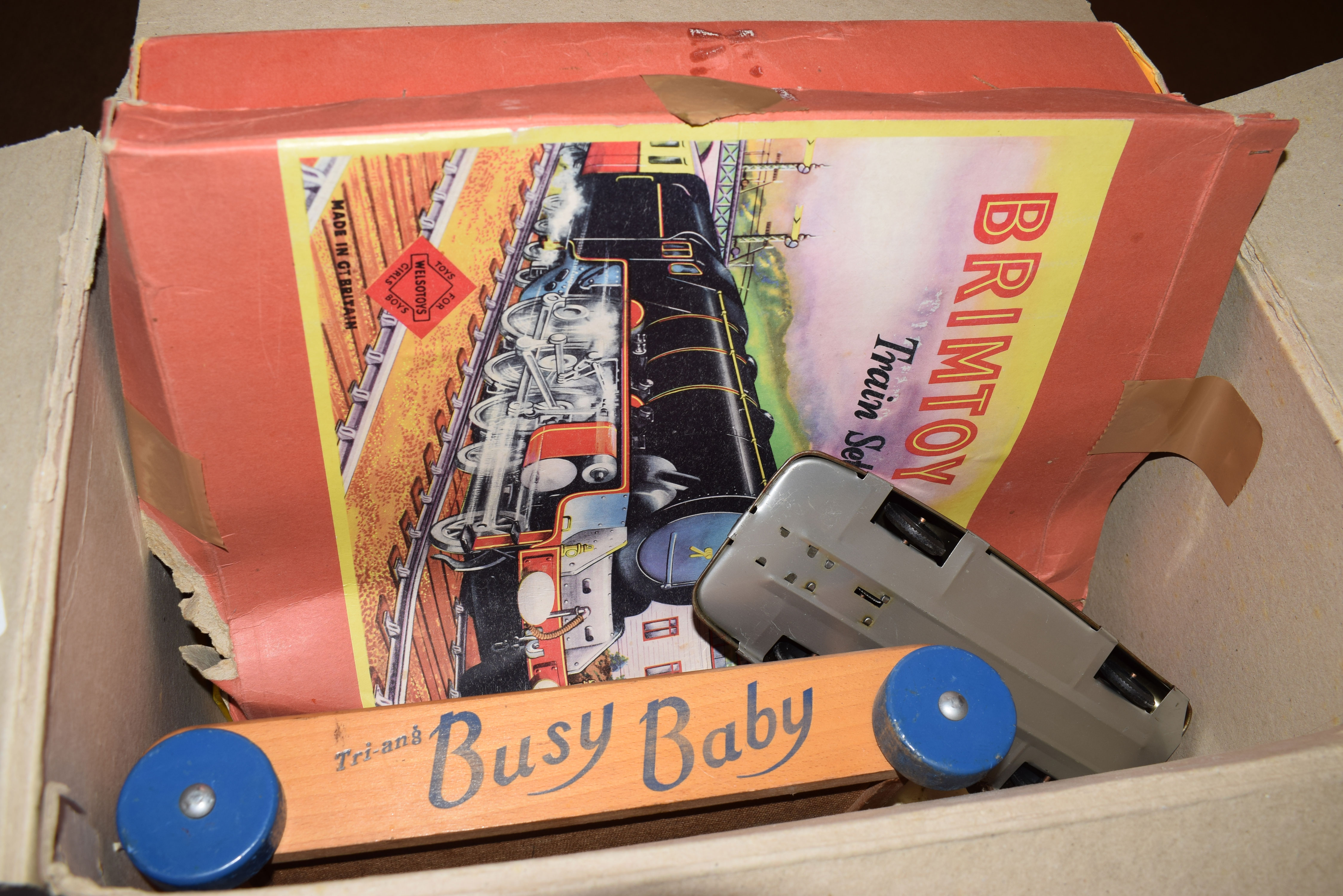 Merit driving test game, boxed, with Brimtoy train set, Tri-ang Busy Baby toy and other toys (boxed) - Image 2 of 2