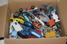 Quantity of Dinky toys and tractor, most in playworn condition