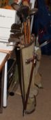 Golfing bag, Pickwick, manufactured by J Turner & Co, early 20th century, containing 7 putters and