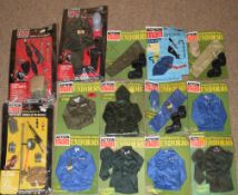 Collection of 14 Palitoy Action Man uniforms in original packaging (14)