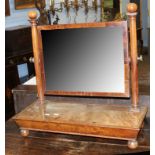 Unusual George IV faded flame mahogany enclosed tray top dressing table mirror with rectangular