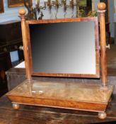 Unusual George IV faded flame mahogany enclosed tray top dressing table mirror with rectangular