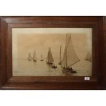 H Jenkins, signed to image, dated 1907, "Photo - Lowestoft" depicting a flotilla at sea, original