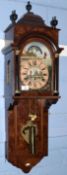 Late 20th century Dutch style burr walnut cased wall clock with elaborate chiming movement, moon