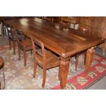 20th century Asian sub-continent hardwood farmhouse style dining table with cross banded top and