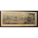 After Samuel Alken, hand coloured aquatint published 1841 "Coursing", oak framed, 20cm x 65cm