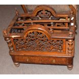 Victorian burr walnut and rosewood music Canterbury of rectangular shape having elaborately