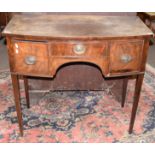 19th century mahogany bow fronted small sideboard or side table having three drawers to shaped
