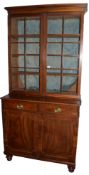 Late Georgian mahogany side cabinet, two segmented panelled glazed doors to top, two drawers with