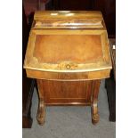 Late Victorian marquetry inlaid faded walnut Davenport with domed lidded stationery compartment to