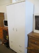 WHITE MELAMINE WARDROBE, WIDTH APPROX 80CM