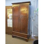 REPRODUCTION MAHOGANY DOUBLE WARDROBE WITH CROSS BAND EFFECT AND MOULDED DECORATION, MAX WIDTH
