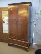 REPRODUCTION MAHOGANY DOUBLE WARDROBE WITH CROSS BAND EFFECT AND MOULDED DECORATION, MAX WIDTH